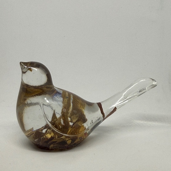 Handmade Other - Unique Resin Elegant Bird Figurine - Brown and Clear